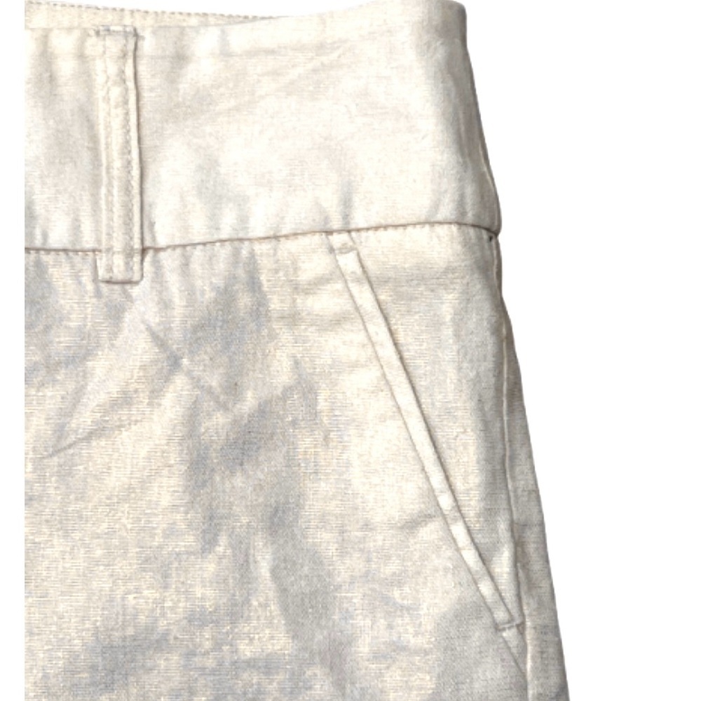 Willi Smith Cream & gold shimmer Shorts Tailored Linen pockets size 6 medium‎ - Picture 2 of 9